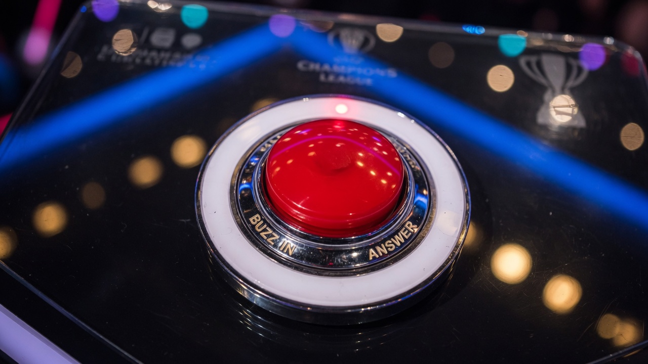 Illuminated red lock-in button on the show floor